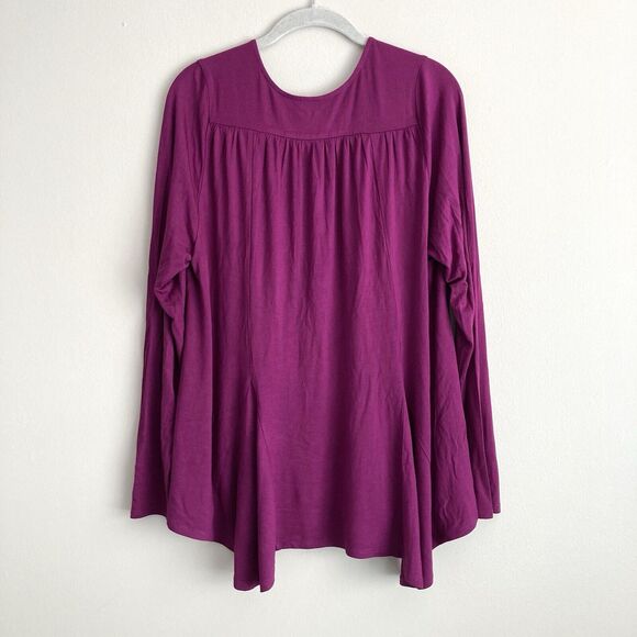 Soft Surroundings Womens Purple Open Front Top Size Large Drapey Viscose Stretch - Picture 6 of 9